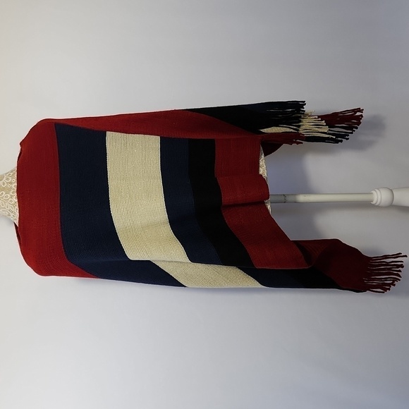 Lava Accessories Women's Knit Colorblock Stripe Metallic Thread Poncho Shawl OS - Picture 7 of 11